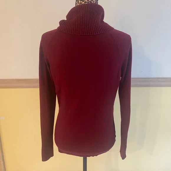 Ann Taylor LOFT Burgundy Ribbed Turtleneck Sweater Long Sleeve Women's Size S - Picture 2 of 5